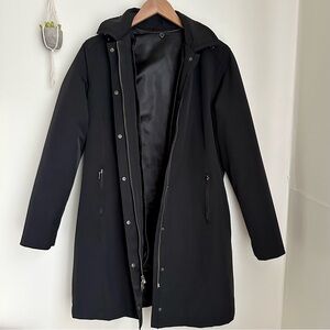 Eddie Bauer Hooded Rain Jacket Parka Removable Lining Zipper Button Up Size M